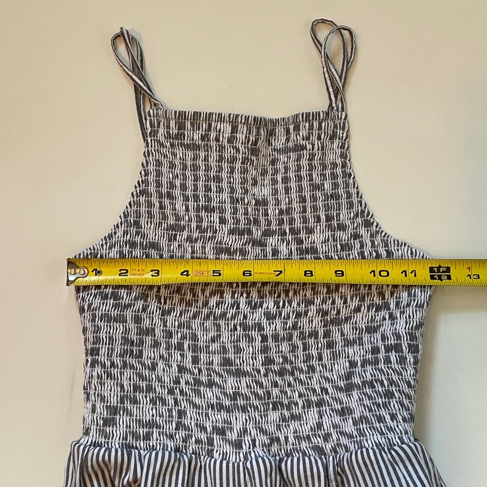 American Eagle Black Striped High Neck Smocked Jumpsuit S - Picture 13 of 17